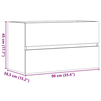 Mobile Lavabo Grigio Cemento 90x38,5x45 cm in Legno Multistrato | homemem39