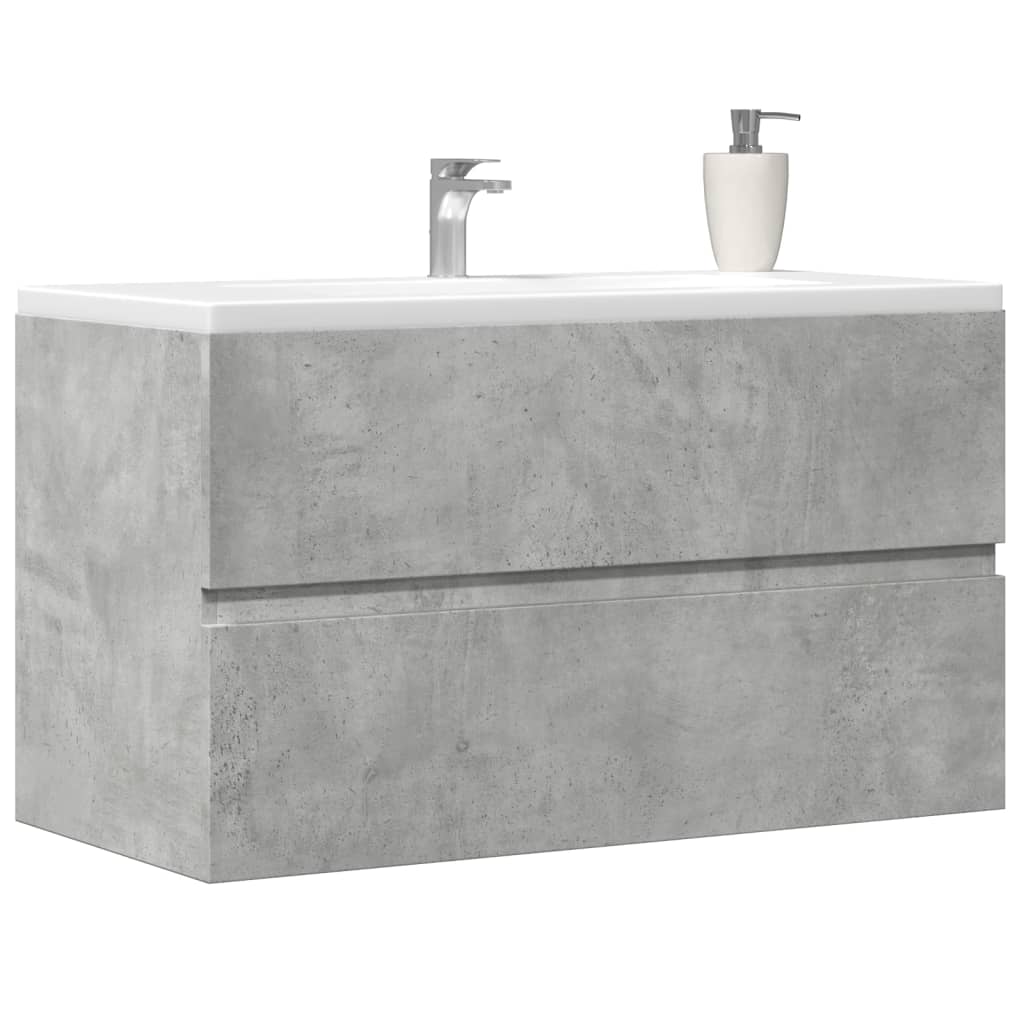 Mobile Lavabo Grigio Cemento 90x38,5x45 cm in Legno Multistrato | homemem39