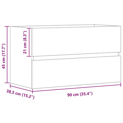 Mobile Lavabo Rovere Artigianale 90x38,5x45 cm in Truciolato | homemem39