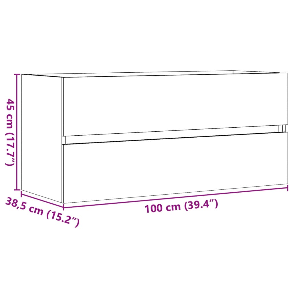 Mobile Lavabo Grigio Cemento 100x38,5x45cm in Legno Multistrato | homemem39