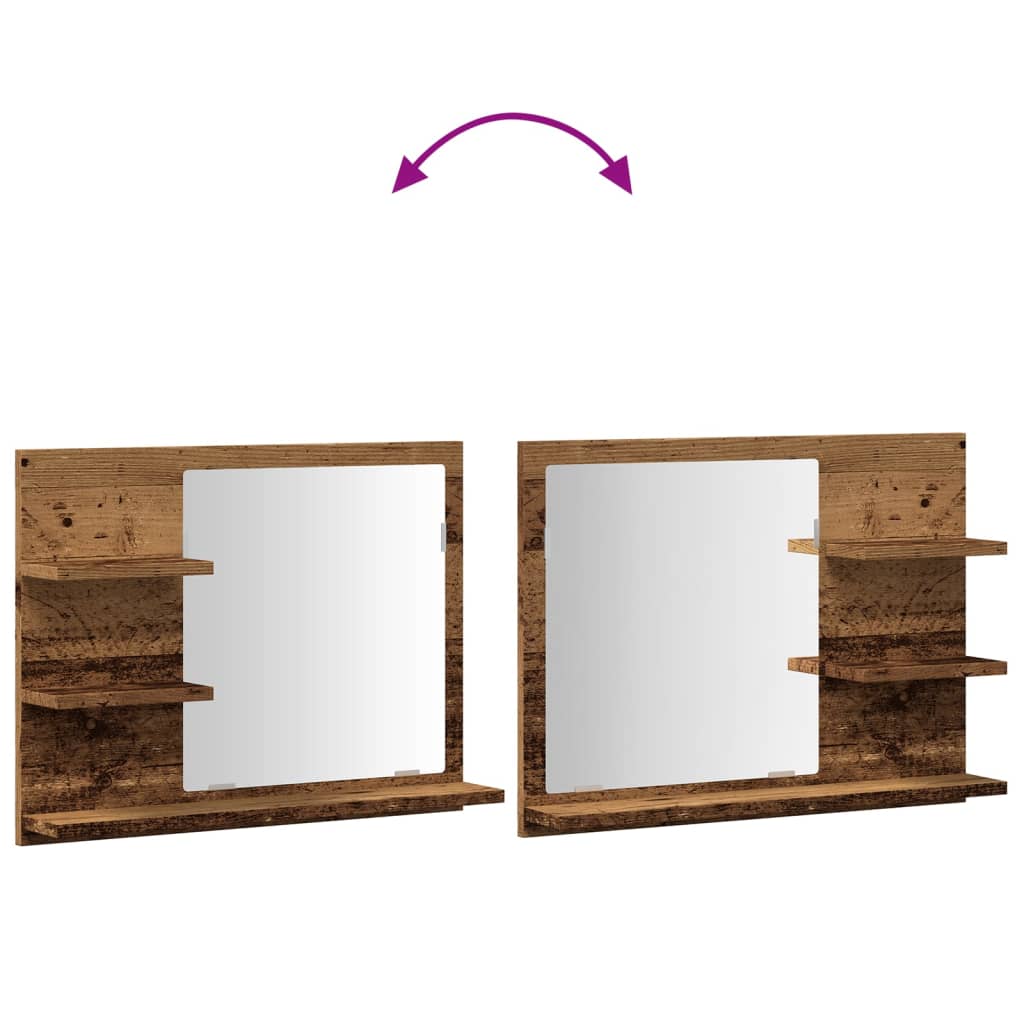 Armadietto a Specchio da Bagno Legno Vecchio 60x10,5x45 cm | homemem39