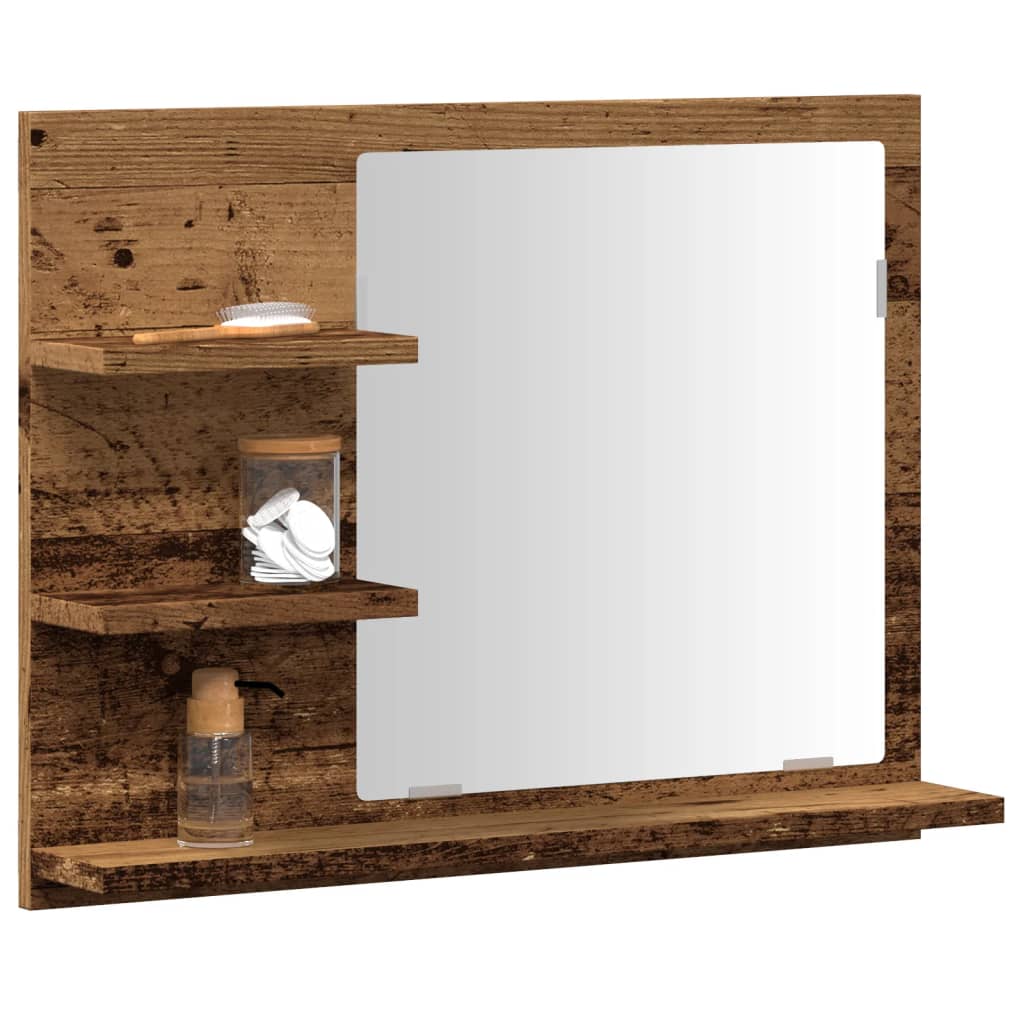Armadietto a Specchio da Bagno Legno Vecchio 60x10,5x45 cm | homemem39