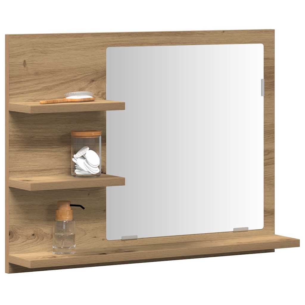 Armadietto a Specchio da Bagno Rovere Artigianale 60x10,5x45 cm | homemem39