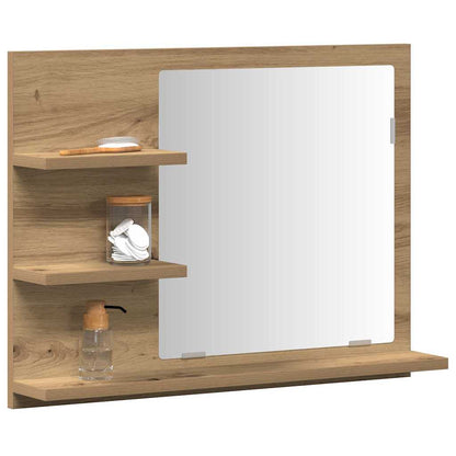 Armadietto a Specchio da Bagno Rovere Artigianale 60x10,5x45 cm