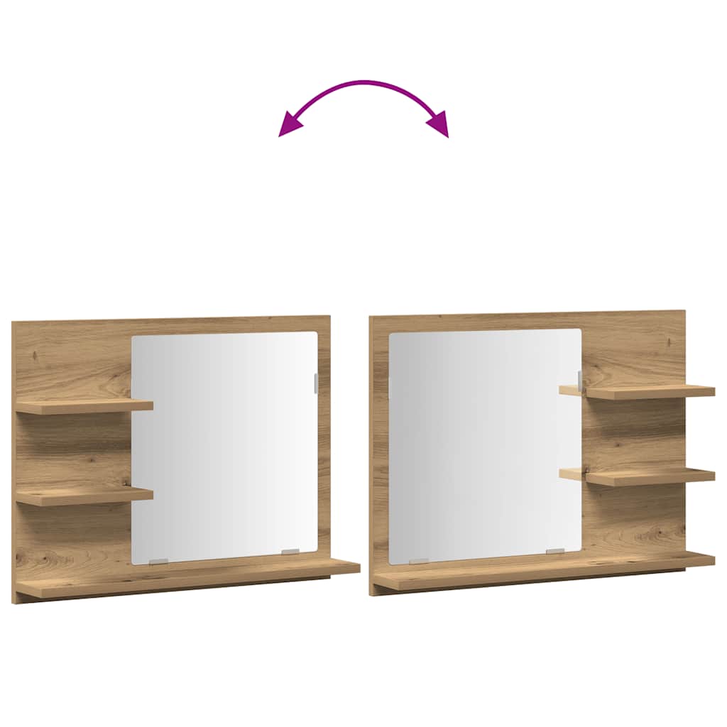 Armadietto a Specchio da Bagno Rovere Artigianale 60x10,5x45 cm | homemem39