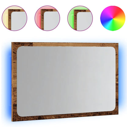 Specchio da Bagno con Luci LED Legno Antico 60x8,5x38 cm | homemem39