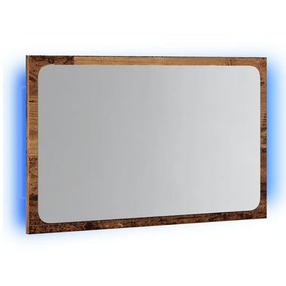 Specchio da Bagno con Luci LED Legno Antico 60x8,5x38 cm | homemem39
