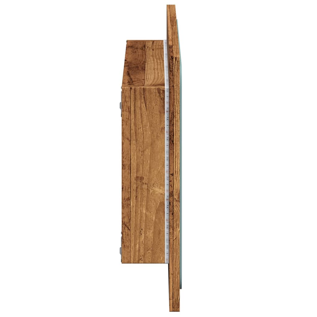 Specchio da Bagno con Luci LED Legno Antico 60x8,5x38 cm | homemem39