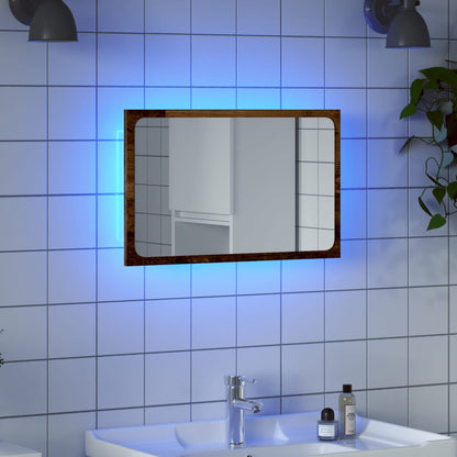 Specchio da Bagno con Luci LED Legno Antico 60x8,5x38 cm | homemem39