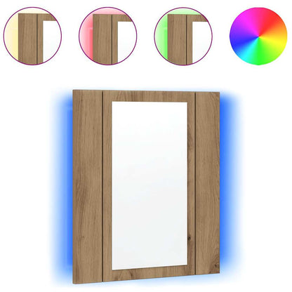 Mobile Bagno Specchio LED Rovere 40x12x45 cm Multistrato