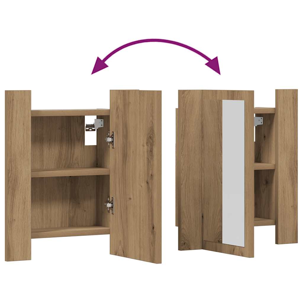 Mobile Bagno Specchio LED Rovere 40x12x45 cm Multistrato | homemem39