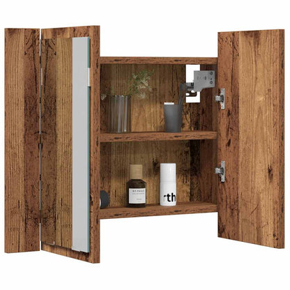 Mobile Specchio LED Legno Antico 60x12x45 cm Legno Multistrato | homemem39