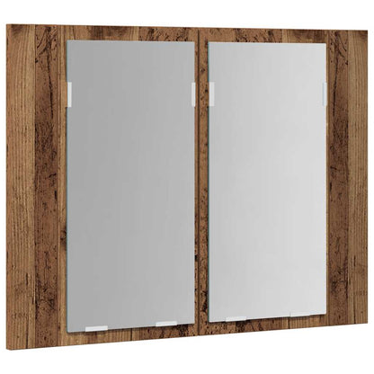 Mobile Specchio LED Legno Antico 60x12x45 cm Legno Multistrato