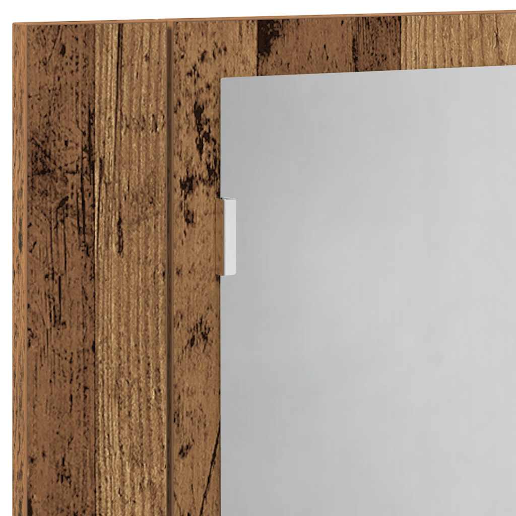 Mobile Specchio LED Legno Antico 60x12x45 cm Legno Multistrato | homemem39