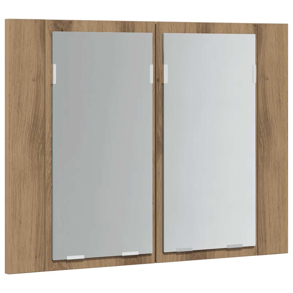 Mobile Specchio LED Rovere Artigianale 60x12x45 cm Multistrato