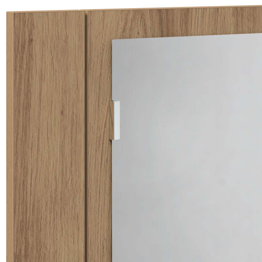 Mobile Specchio LED Rovere Artigianale 60x12x45 cm Multistrato | homemem39