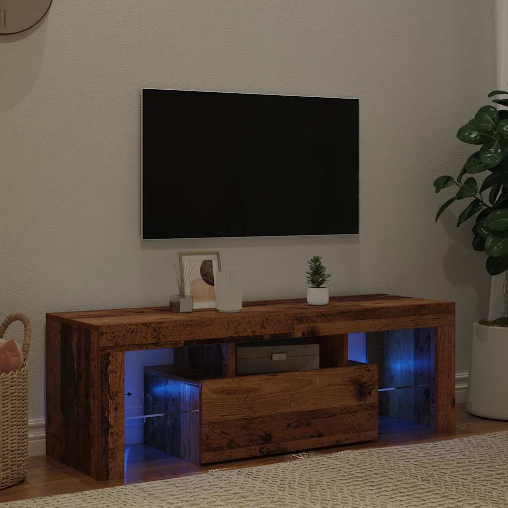 Mobile Porta TV con LED Legno Antico 120x36,5x40 cm Multistrato - homemem39