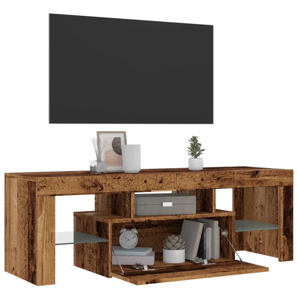 Mobile Porta TV con LED Legno Antico 120x36,5x40 cm Multistrato - homemem39