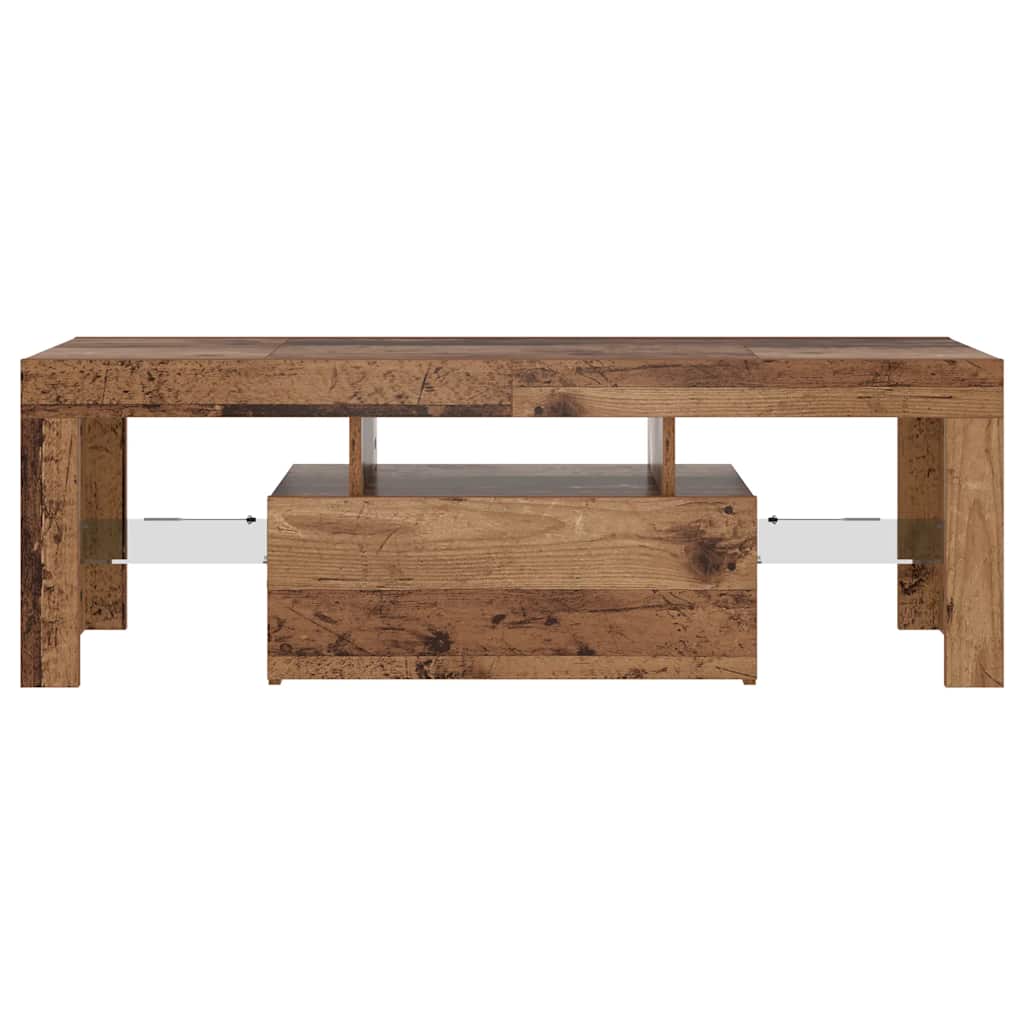 Mobile Porta TV con LED Legno Antico 120x36,5x40 cm Multistrato - homemem39