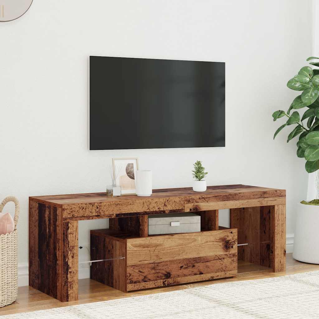 Mobile Porta TV con LED Legno Antico 120x36,5x40 cm Multistrato - homemem39