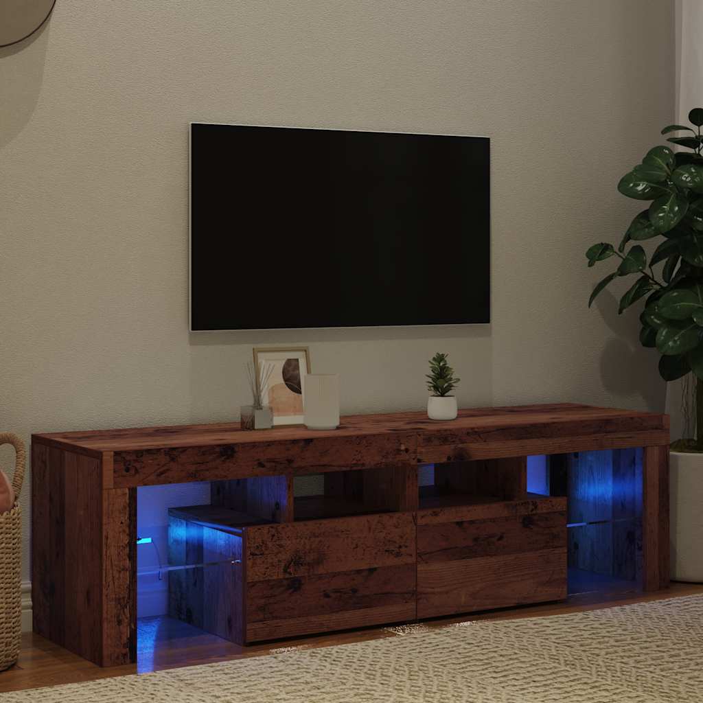 Mobile Porta TV con LED Legno Antico 140x36,5x40 cm Multistrato - homemem39