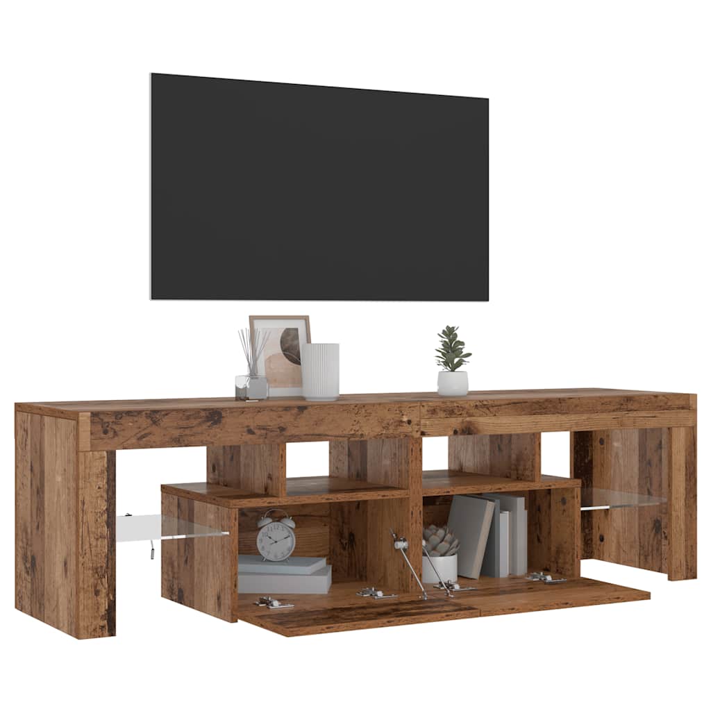 Mobile Porta TV con LED Legno Antico 140x36,5x40 cm Multistrato - homemem39