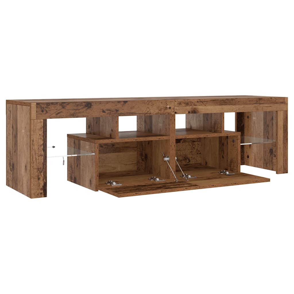 Mobile Porta TV con LED Legno Antico 140x36,5x40 cm Multistrato - homemem39