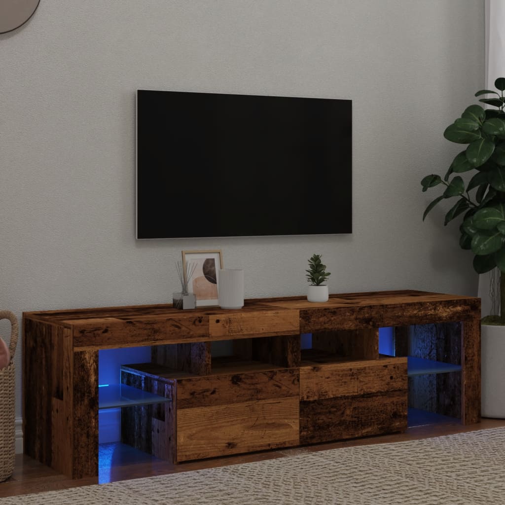 Mobile Porta TV con LED Legno Antico 140x36,5x40 cm Multistrato - homemem39