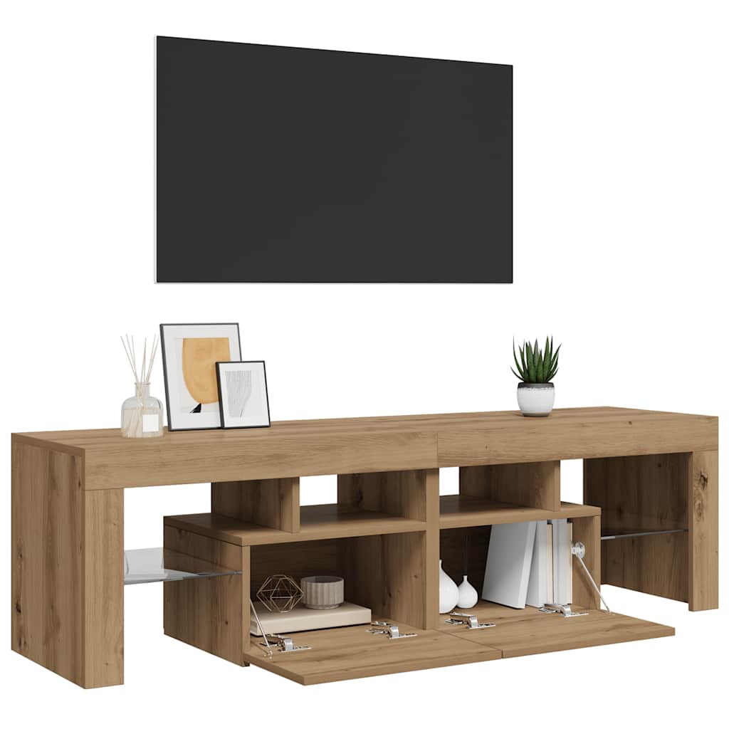 Mobile Porta TV con LED Artigianale 140x36,5x40 cm Multistrato
