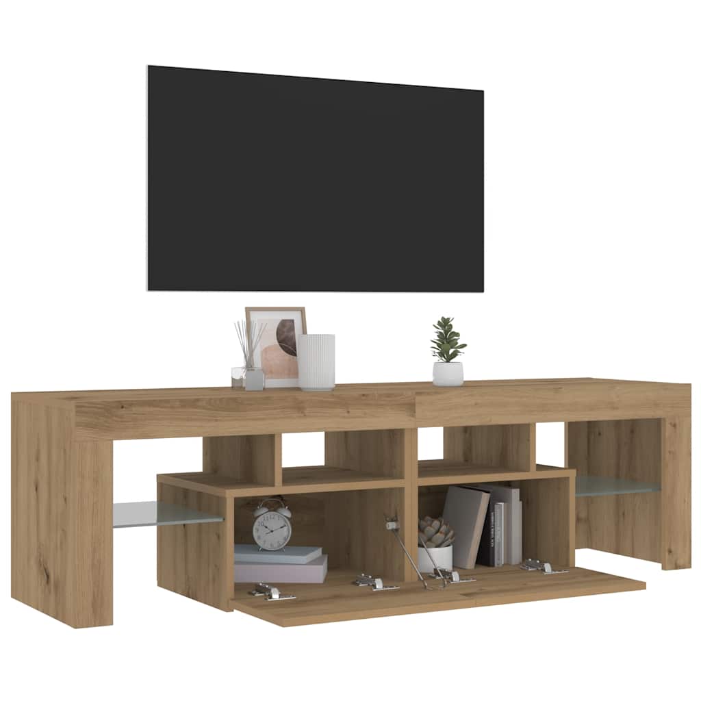 Mobile Porta TV con LED Artigianale 140x36,5x40 cm Multistrato - homemem39