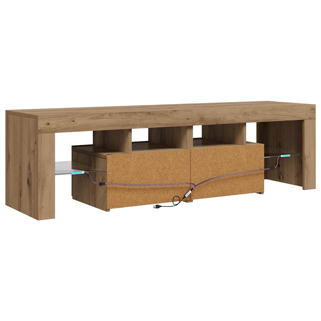 Mobile Porta TV con LED Artigianale 140x36,5x40 cm Multistrato | homemem39