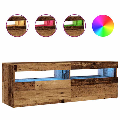 Mobile Porta TV con LED Legno Antico 120x35x40 cm Multistrato - homemem39