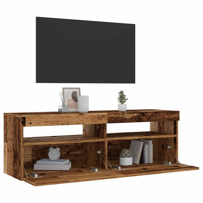 Mobile Porta TV con LED Legno Antico 120x35x40 cm Multistrato - homemem39