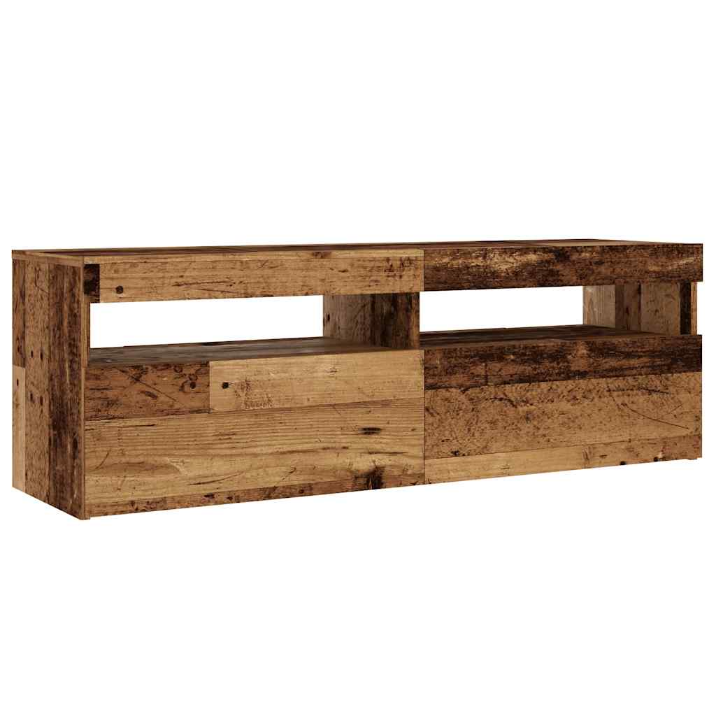 Mobile Porta TV con LED Legno Antico 120x35x40 cm Multistrato - homemem39