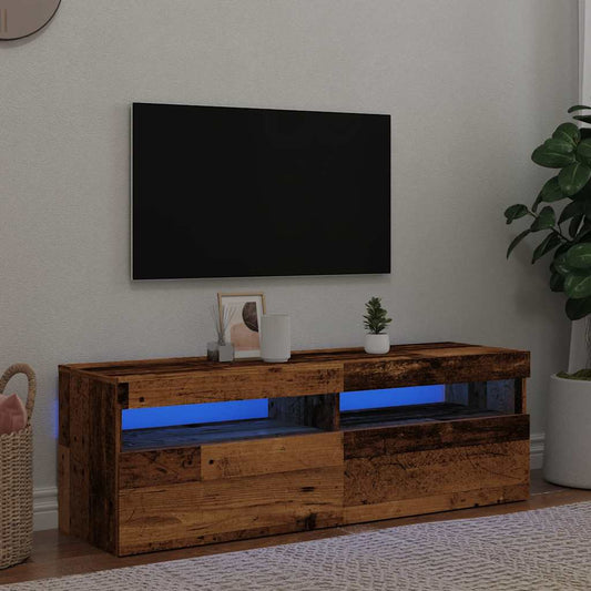 Mobile Porta TV con LED Legno Antico 120x35x40 cm Multistrato - homemem39