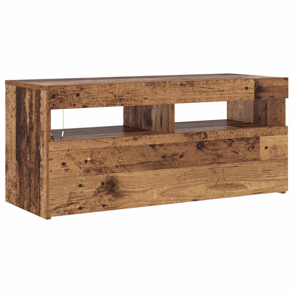 Mobile Porta TV con LED Legno Antico 90x35x40 cm Multistrato - homemem39