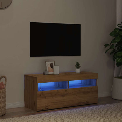 Mobile Porta TV con LED Artigianale 90x35x40 cm Multistrato - homemem39