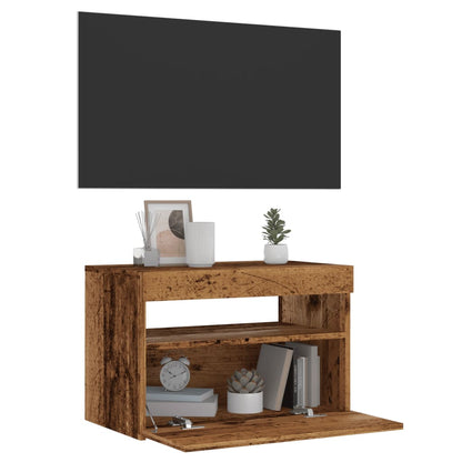 Mobile Porta TV con LED Legno Antico 60x35x40 cm Multistrato - homemem39
