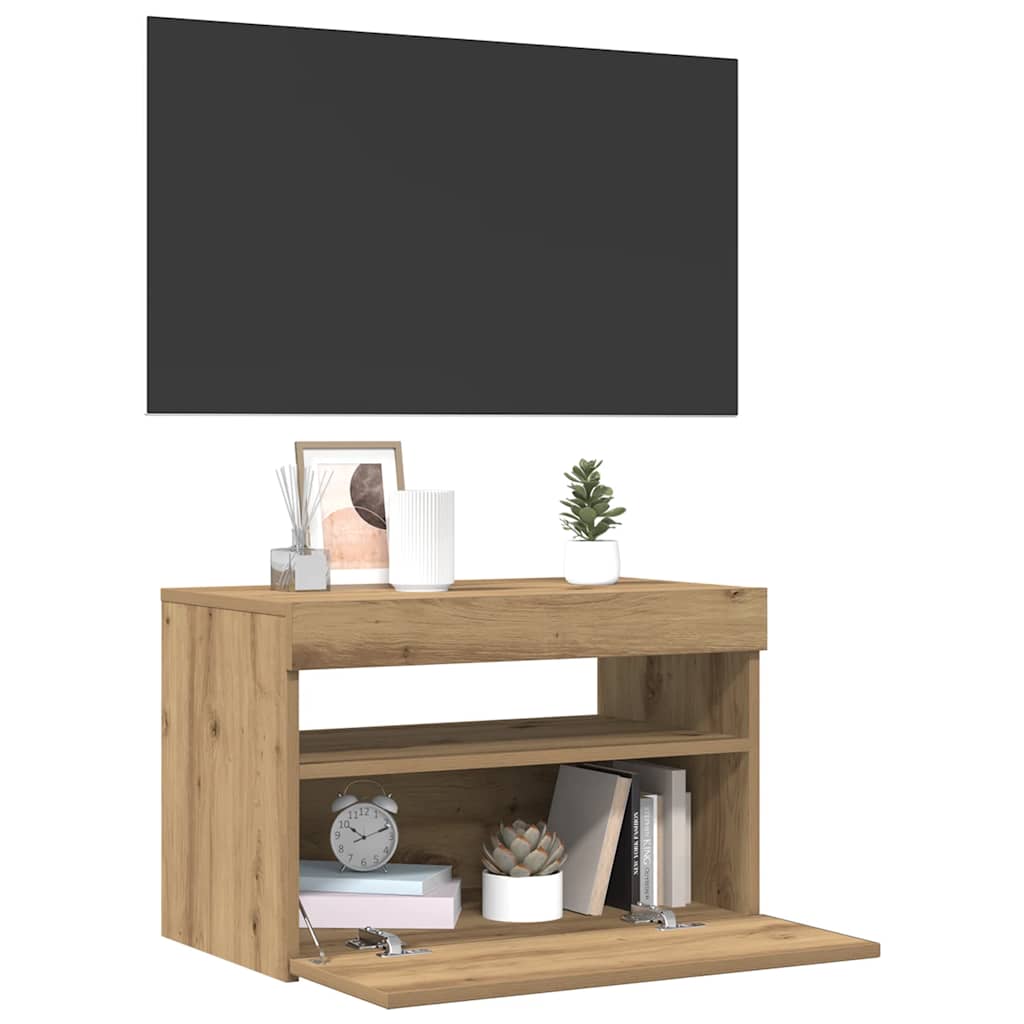 Mobile Porta TV con LED Artigianale 60x35x40 cm Multistrato - homemem39