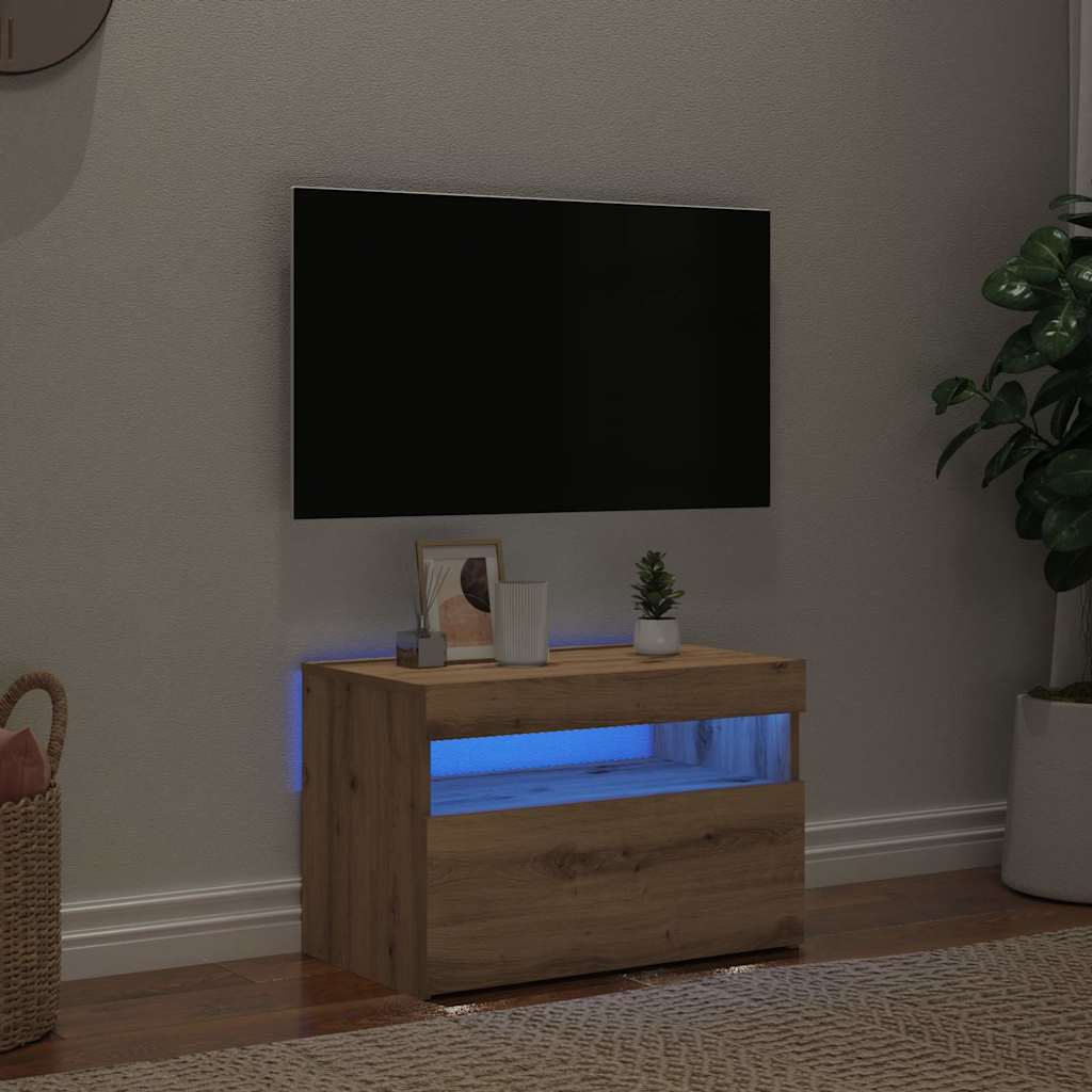 Mobile Porta TV con LED Artigianale 60x35x40 cm Multistrato - homemem39