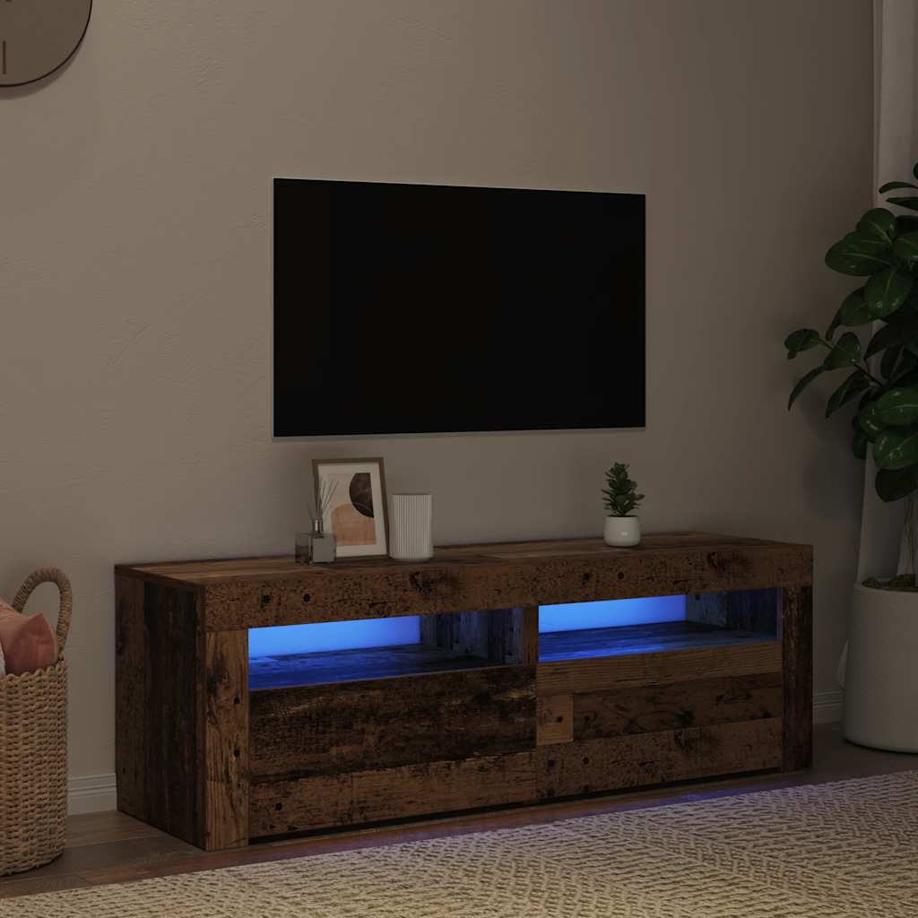 Mobile Porta TV con LED Legno Antico 120x35x40 cm Multistrato - homemem39