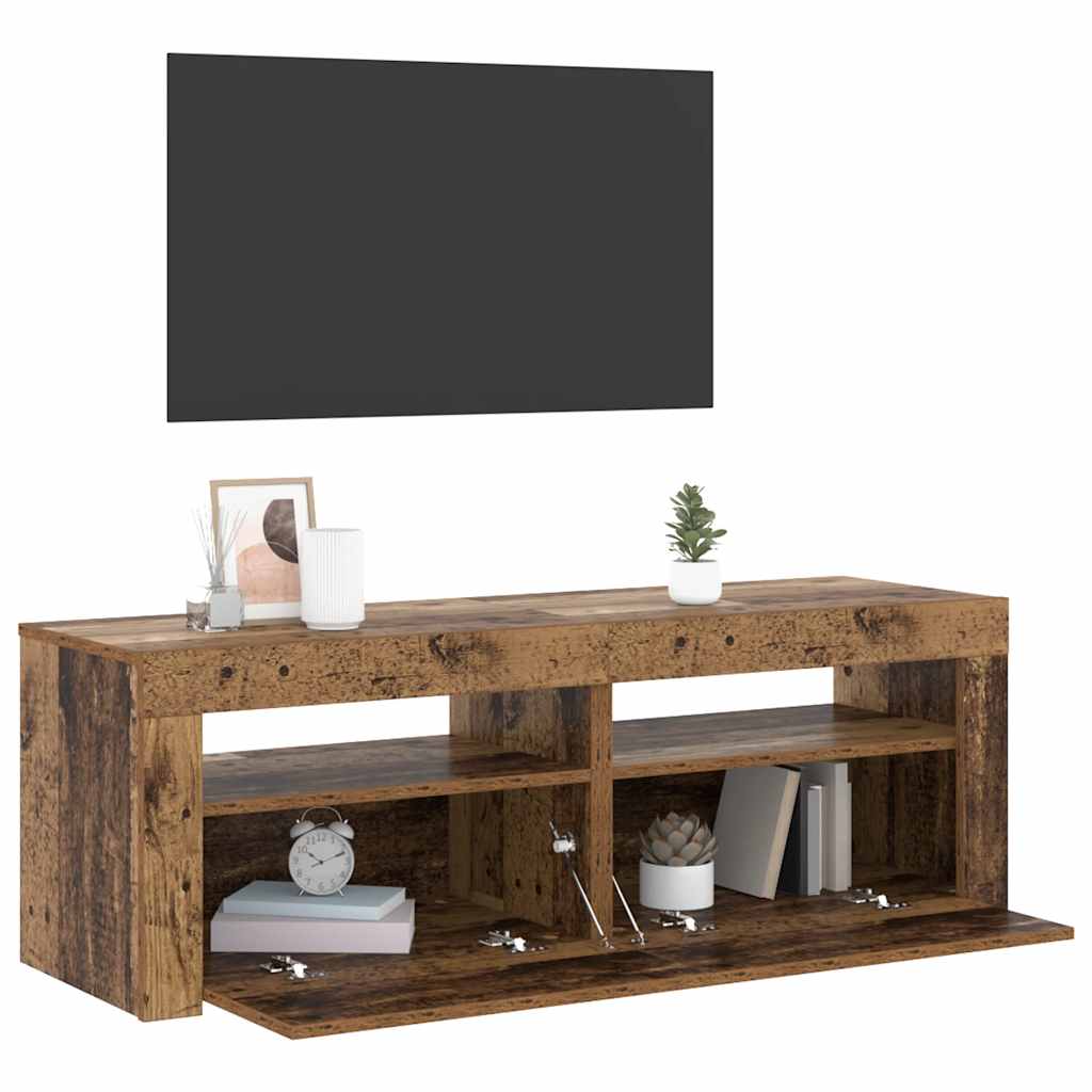 Mobile Porta TV con LED Legno Antico 120x35x40 cm Multistrato - homemem39