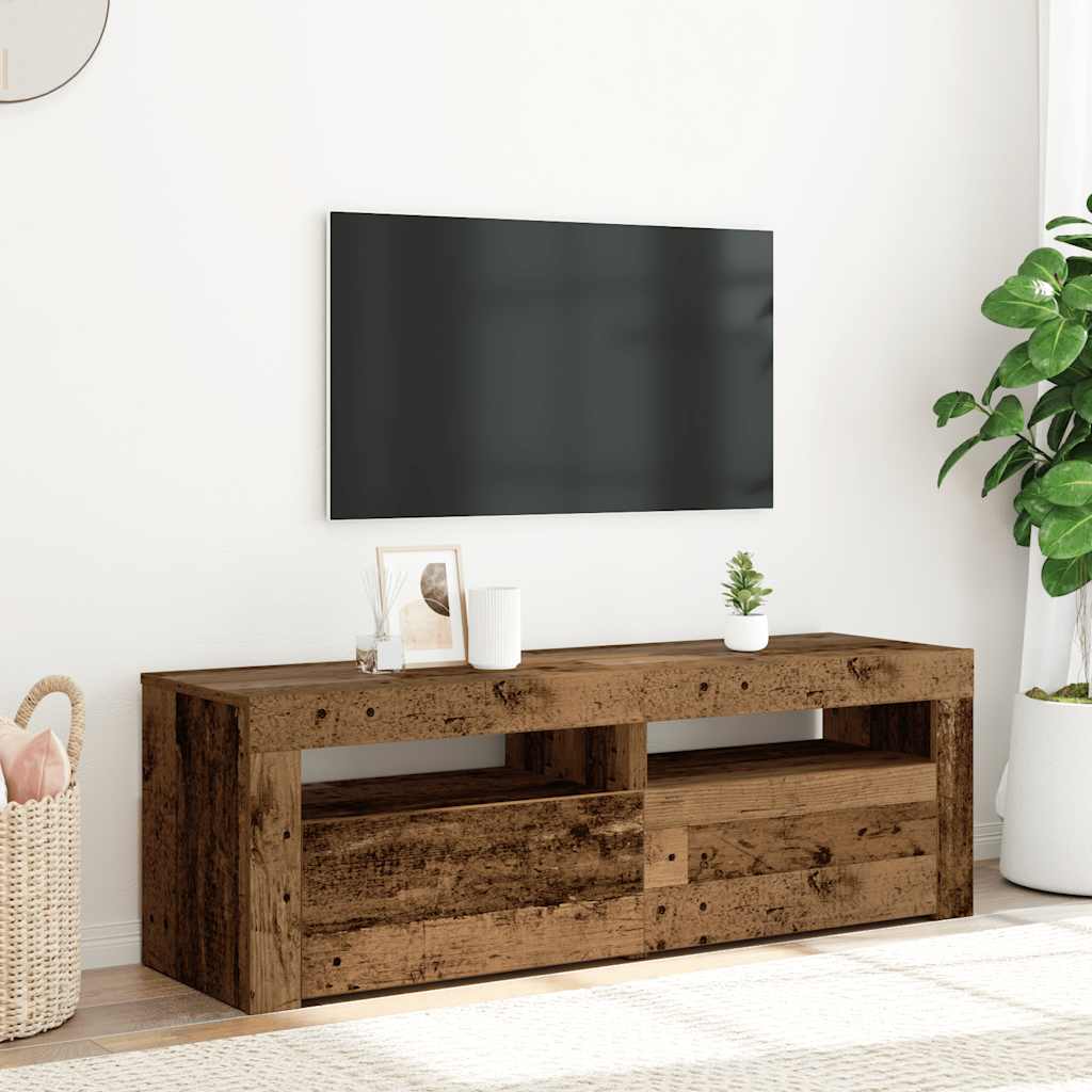 Mobile Porta TV con LED Legno Antico 120x35x40 cm Multistrato - homemem39