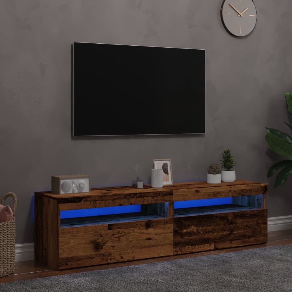 Mobili Porta TV con LED 2 pz Legno Antico in Legno Multistrato - homemem39