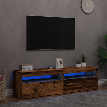 Mobili Porta TV con LED 2 pz Legno Antico in Legno Multistrato - homemem39