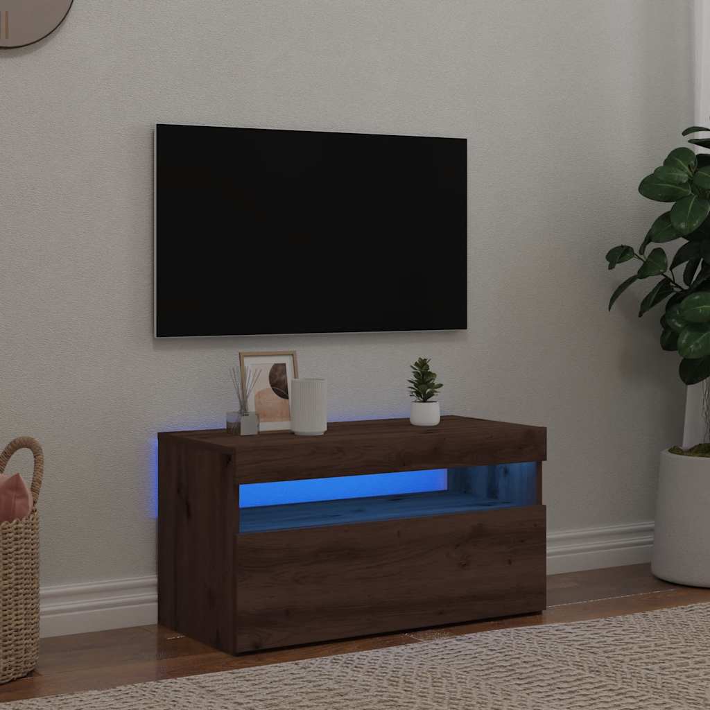 Mobile Porta TV con LED Artigianale 75x35x40 cm Multistrato - homemem39