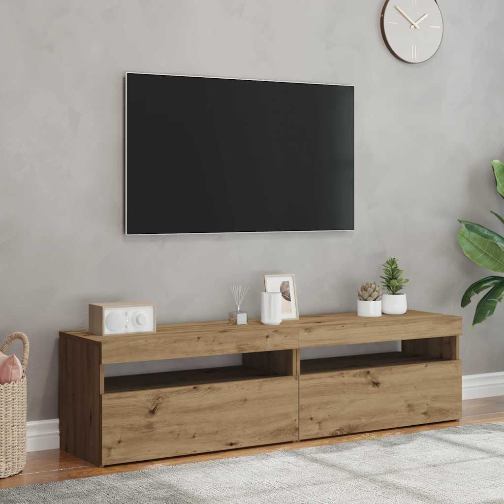 Mobili Porta TV con LED 2 pz Artigianale in Legno Multistrato - homemem39