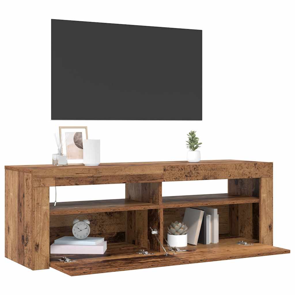 Mobile Porta TV con LED Legno Antico 120x35x40 cm Multistrato - homemem39