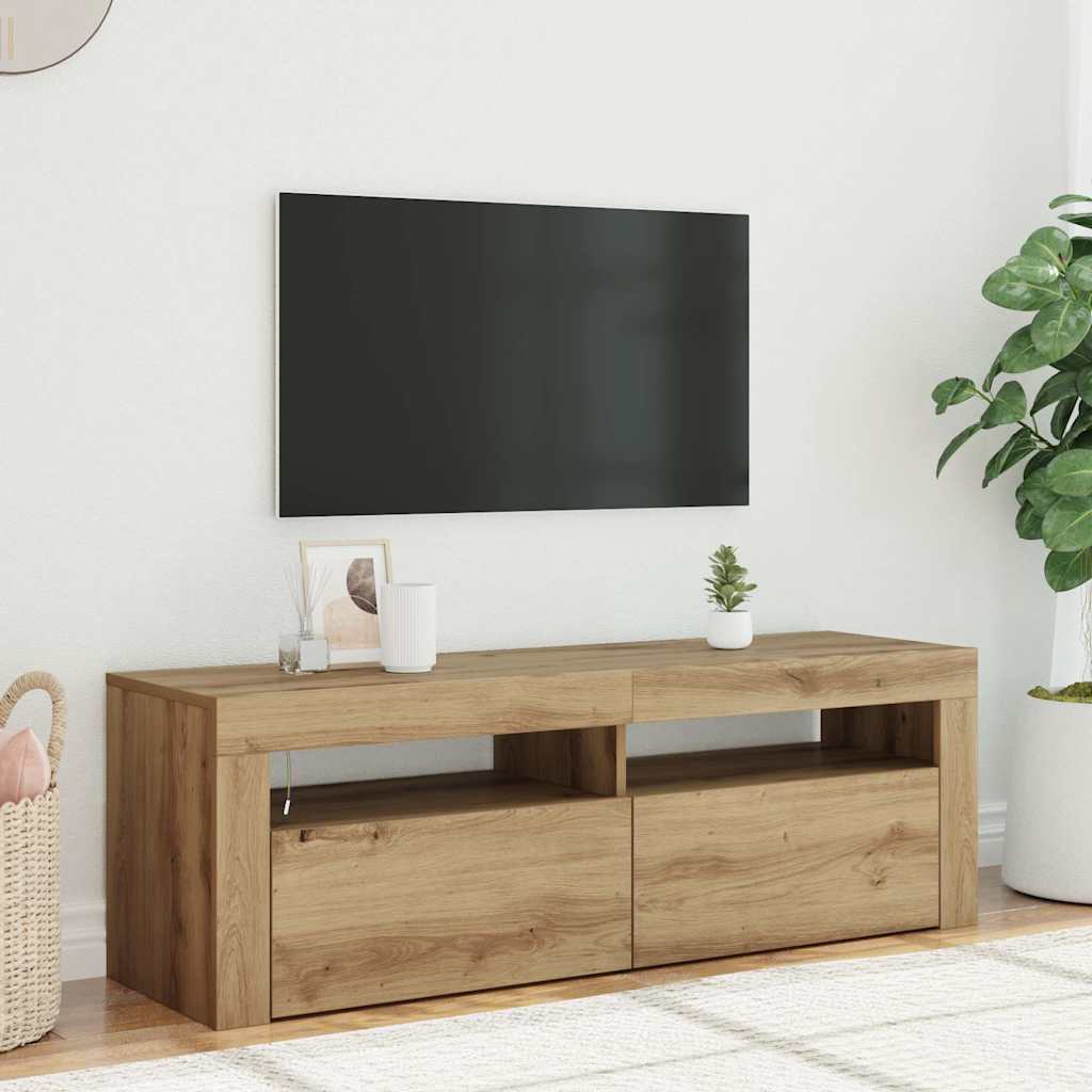 Mobile Porta TV con LED Artigianale 120x35x40 cm Multistrato - homemem39
