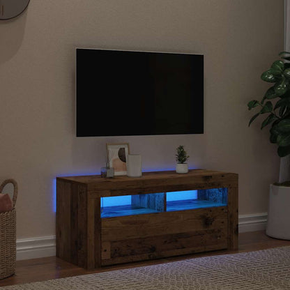 Mobile Porta TV con LED Legno Antico 90x35x40 cm Multistrato - homemem39